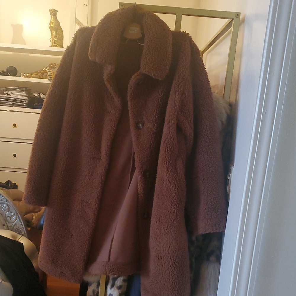 Uniqlo Women's Brown Teddy Coat - Plush Faux Shearling Jacket